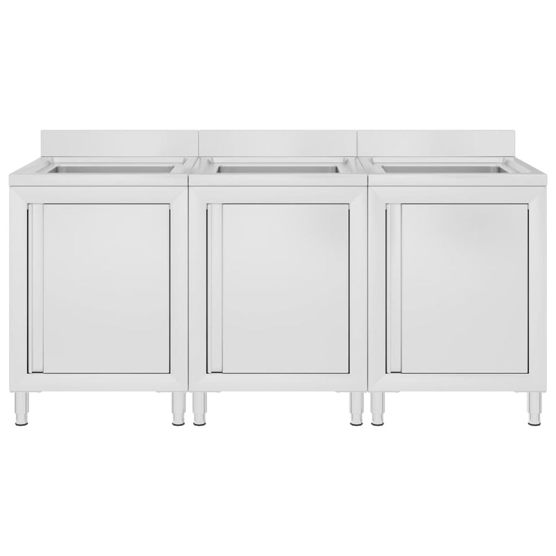 Load image into Gallery viewer, VidaXL Wastafelkasten commercieel 3 st roestvrij staal