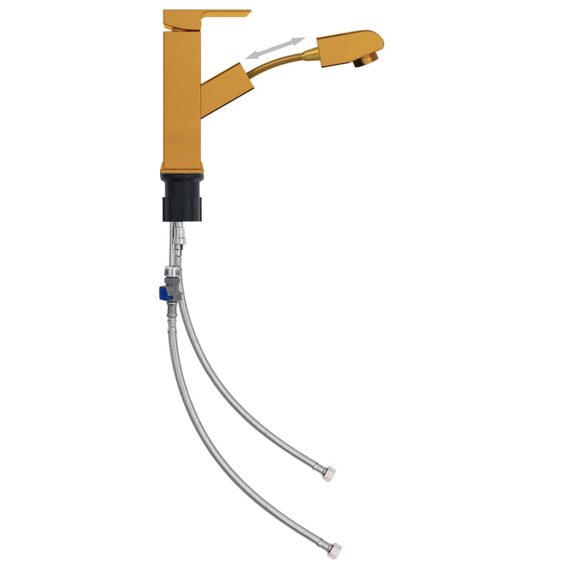 Load image into Gallery viewer, Vidaxl wastafelkraan met uittrekfunctie 157x172 mm goudkleurig