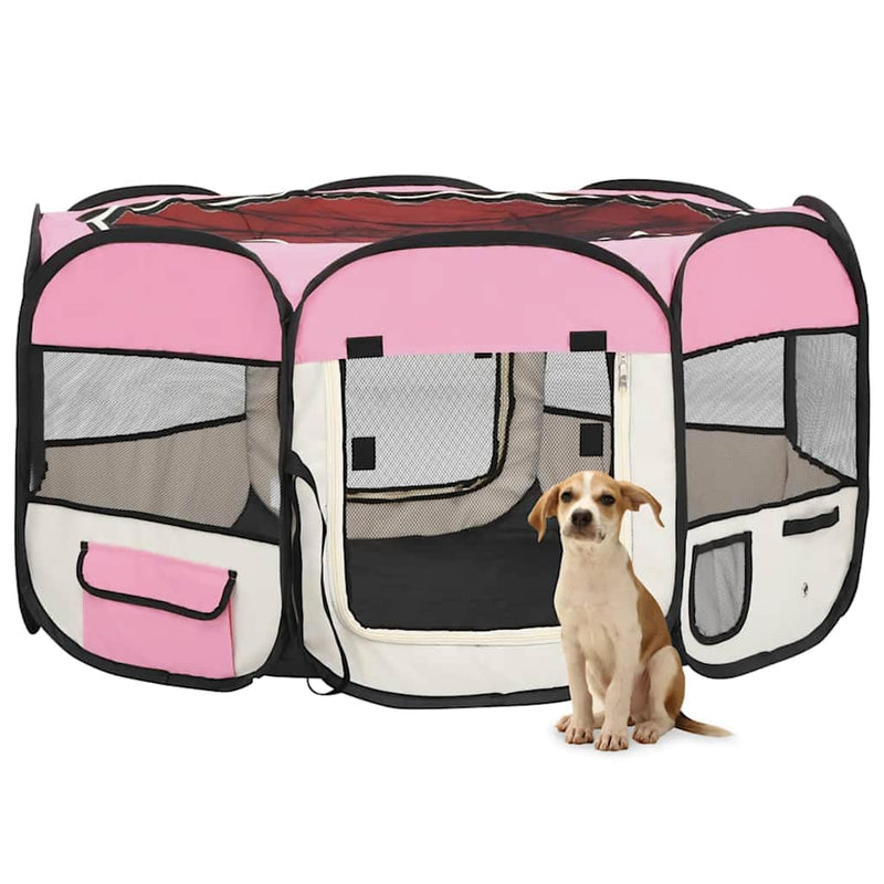 Load image into Gallery viewer, Vidaxl hondenren inklapbaar met draagtas 125x125x61 cm roze