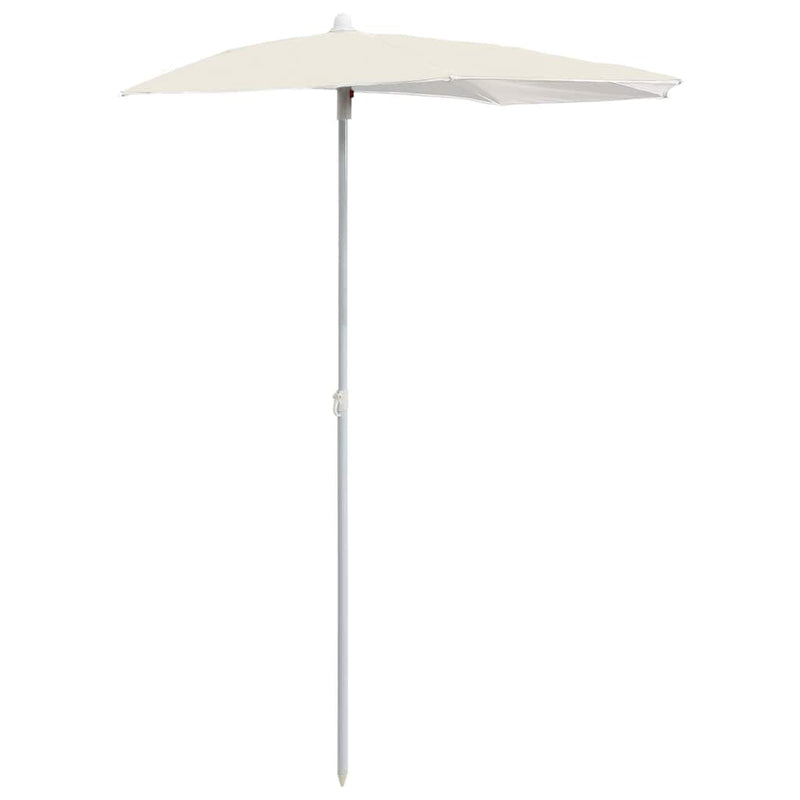 Afbeelding laden in galerijviewer, Vidaxl parasol half met paal 180x90 cm zandkleurig