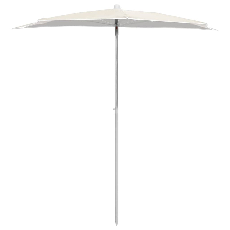 Afbeelding laden in galerijviewer, Vidaxl parasol half met paal 180x90 cm zandkleurig
