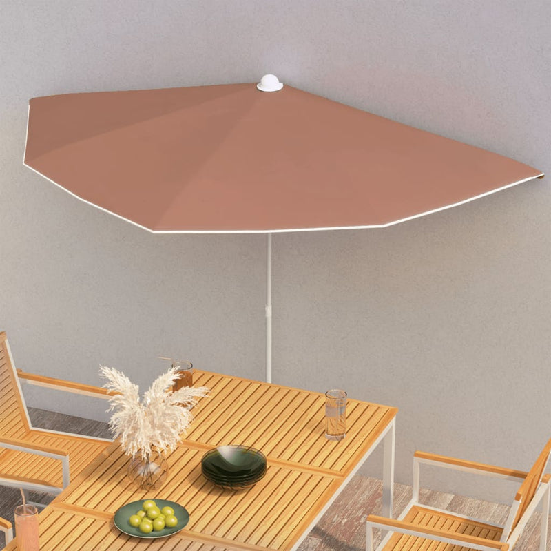 Load image into Gallery viewer, VidaXL Parasol half met paal 180x90 cm terracottakleurig