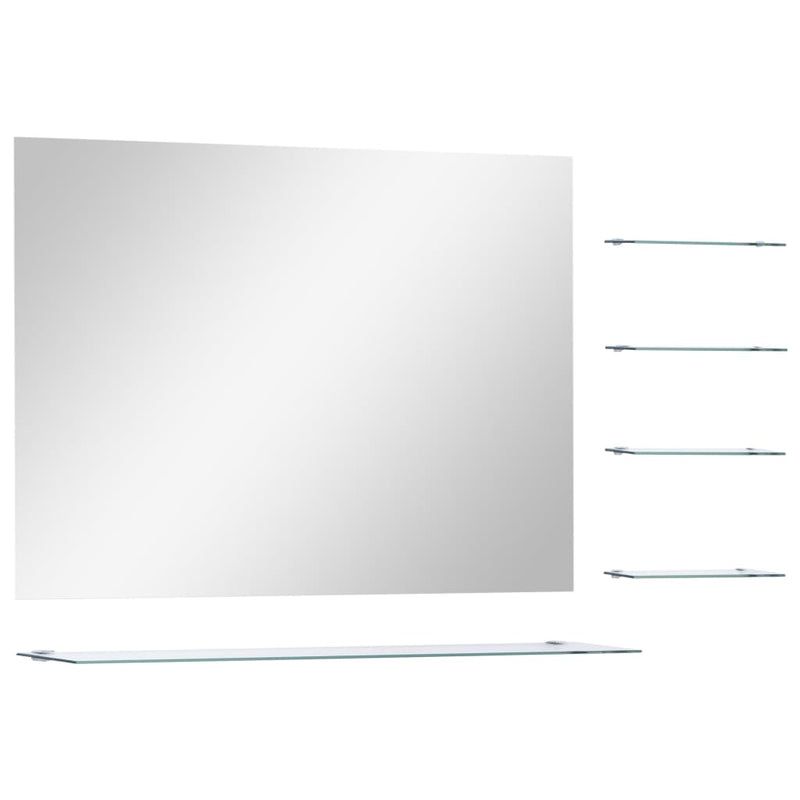 Load image into Gallery viewer, Vidaxl wandspiegel met 5 schappen 80x60 cm zilverkleurig