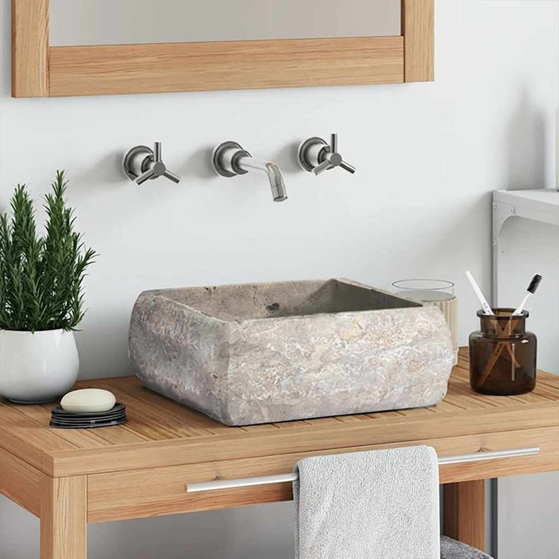 Load image into Gallery viewer, VidaXL Gootsteen 30x30x13 cm marmer grijs