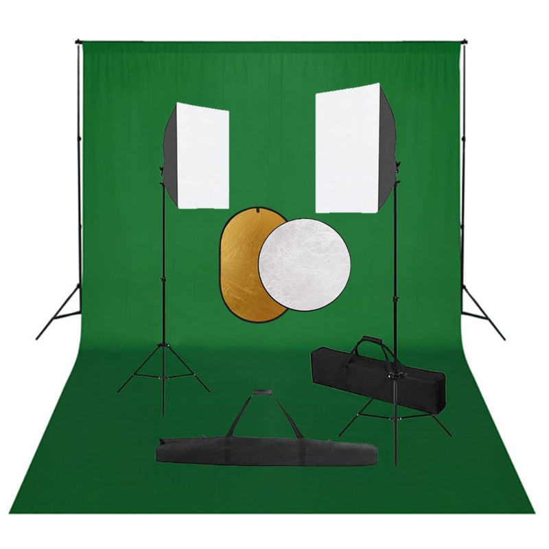 Load image into Gallery viewer, Vidaxl fotostudioset met softboxlampen, achtergrond en reflector