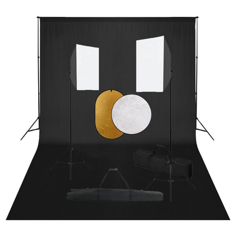 Load image into Gallery viewer, Vidaxl fotostudioset met softboxlampen, achtergrond en reflector