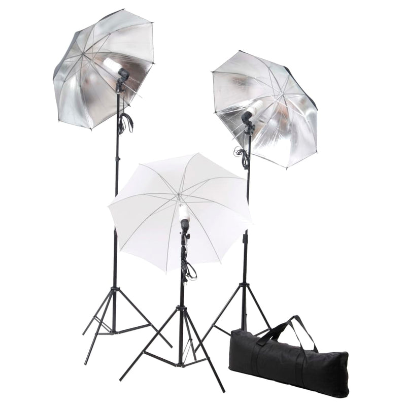 Load image into Gallery viewer, Vidaxl fotostudioset met lampen, paraplu's, achtergrond en reflector