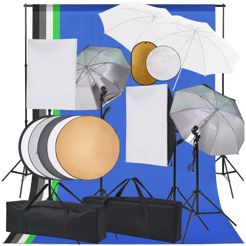 Load image into Gallery viewer, VidaXL Fotostudioset met softboxlampen paraplu's achtergrond reflector