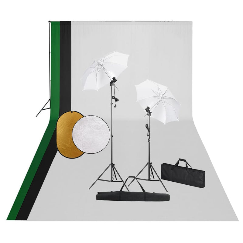 Load image into Gallery viewer, VidaXL Fotostudioset met lampen, achtergrond en reflector