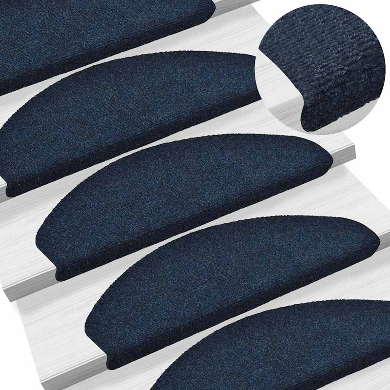 Load image into Gallery viewer, Vidaxl trapmatten zelfklevend 10 stuks 65x21x4 cm marineblauw halfrond groot