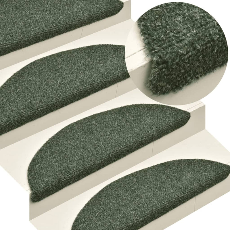 Load image into Gallery viewer, Vidaxl trapmatten zelfklevend 10 stuks 65x21x4 cm groen halfrond groot