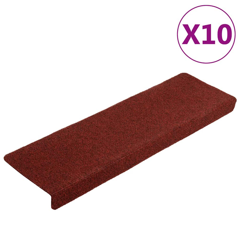 Load image into Gallery viewer, Vidaxl trapmatten zelfklevend 10 st 65x21x4 cm bordeaux rood rechthoekige rand