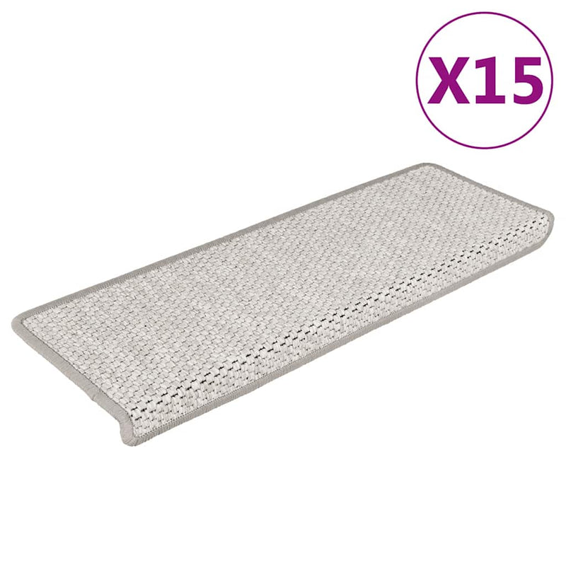 Load image into Gallery viewer, Vidaxl trapmatten zelfklevend 15 st sisal-look 65x21x4 cm platinakleur