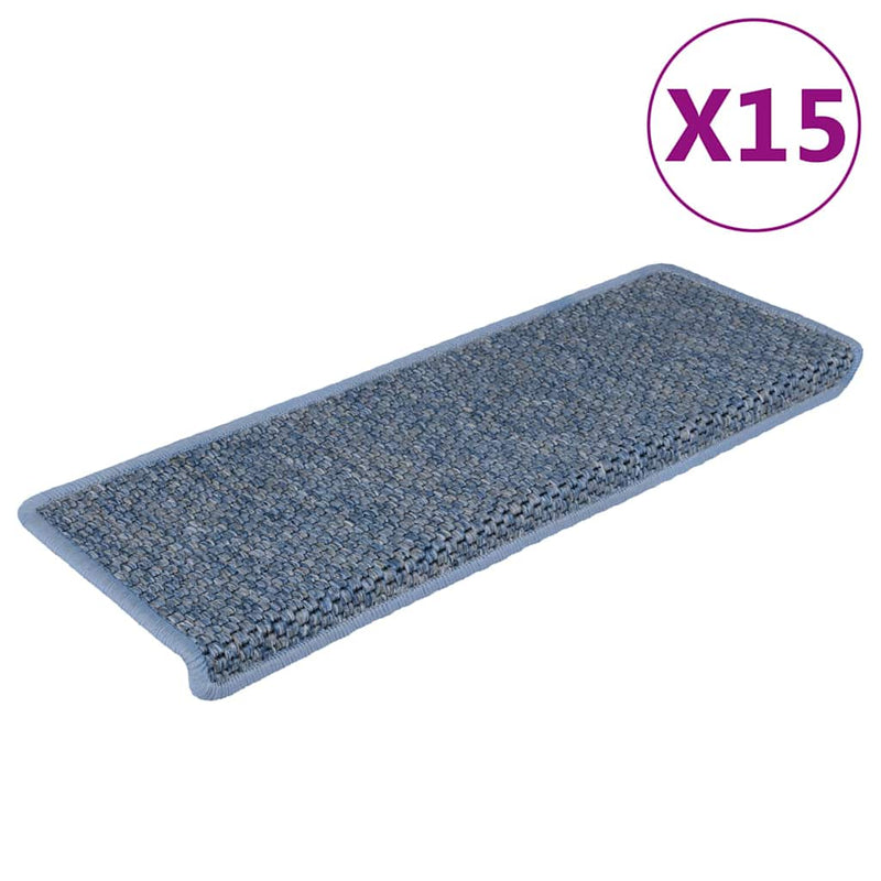 Load image into Gallery viewer, Vidaxl trapmatten zelfklevend 15 st sisal-look 65x21x4 cm blauw