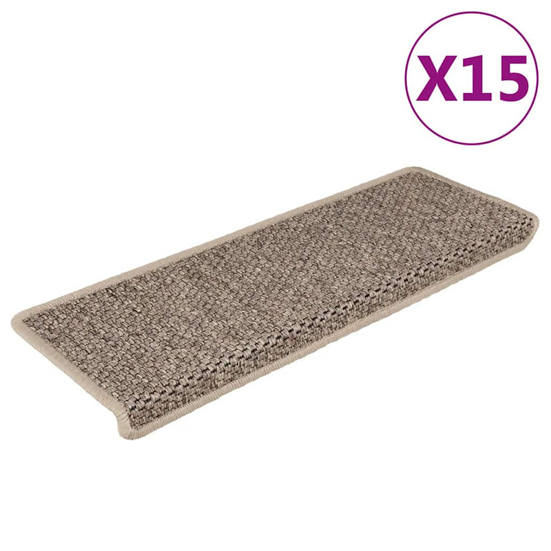 Load image into Gallery viewer, Vidaxl trapmatten zelfklevend 15 st sisal-look 65x21x4 cm donkerbeige