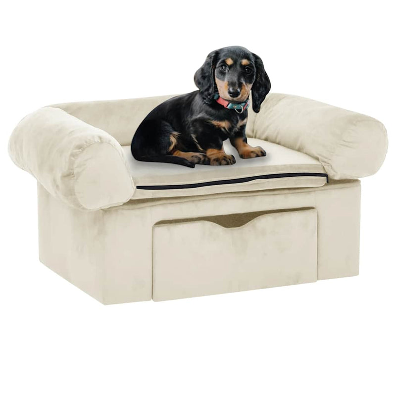 Load image into Gallery viewer, Vidaxl hondenbank met lade 75x50x38 cm pluche crèmekleurig