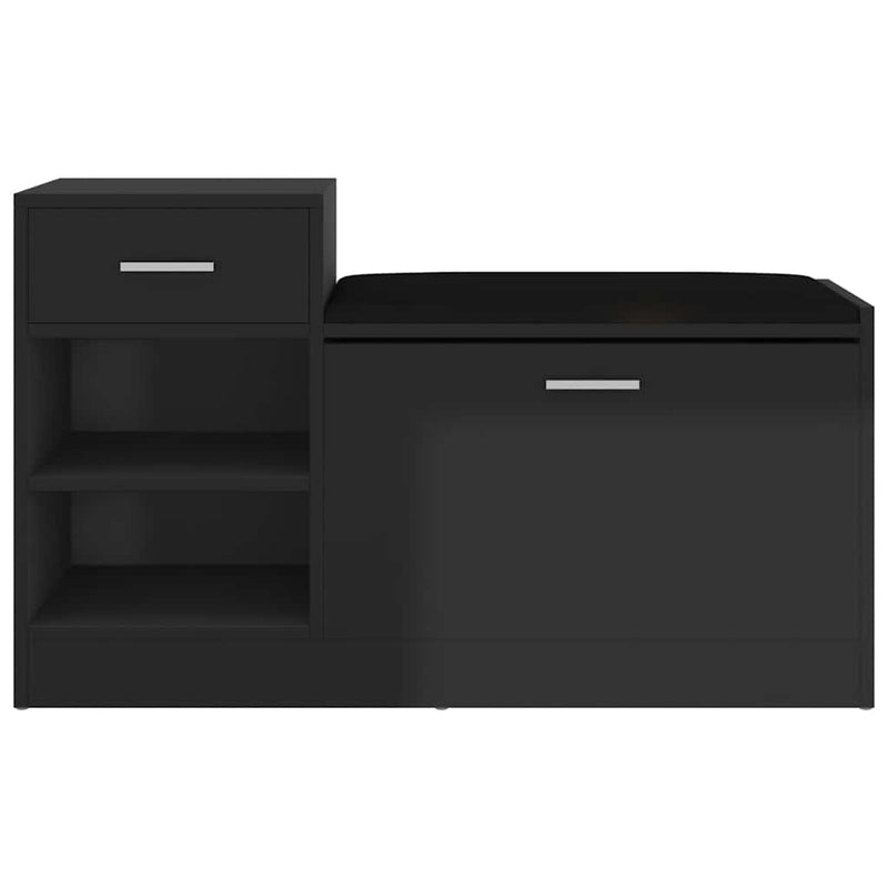 Load image into Gallery viewer, Vidaxl schoenenbank 94,5x31x57 cm bewerkt hout hoogglans zwart