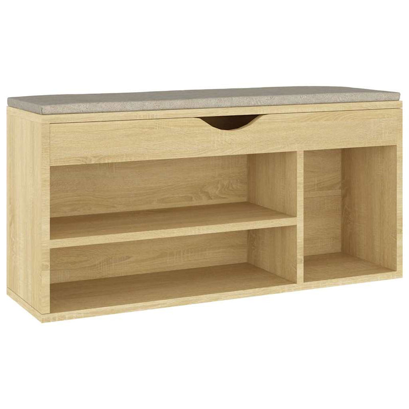 Load image into Gallery viewer, Vidaxl schoenenbank met kussen 104x30x49 cm bewerkt hout sonoma eiken