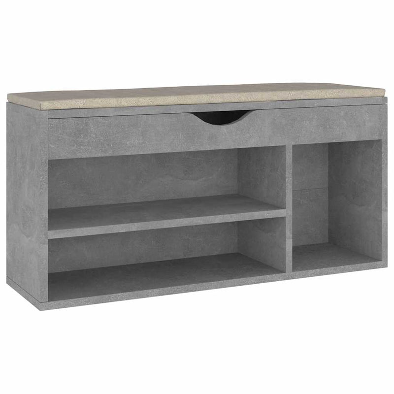 Load image into Gallery viewer, Vidaxl schoenenbank met kussen 104x30x49 cm bewerkt hout betongrijs