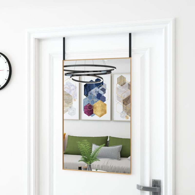 Load image into Gallery viewer, Vidaxl deurspiegel 50x80 cm glas en aluminium goudkleurig