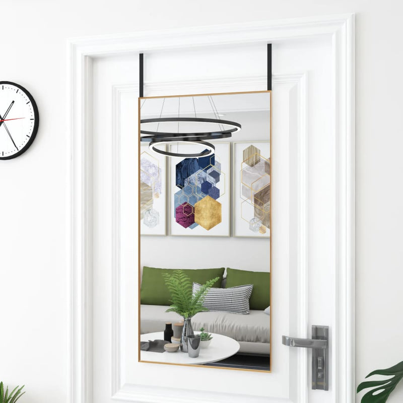Load image into Gallery viewer, Vidaxl deurspiegel 50x100 cm glas en aluminium goudkleurig