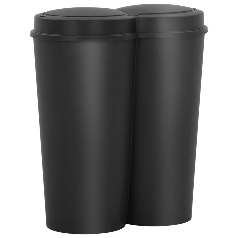 Load image into Gallery viewer, Vidaxl prullenbak dubbel 50 l zwart