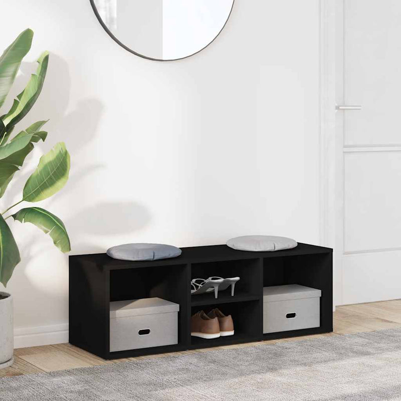 Load image into Gallery viewer, Vidaxl schoenenopbergbank 105x35x35 cm bewerkt hout zwart