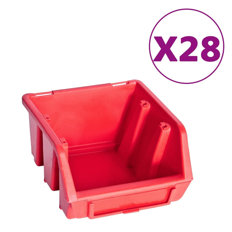 Load image into Gallery viewer, Vidaxl 141-delige opslagbakkenset met wandpanelen rood en zwart