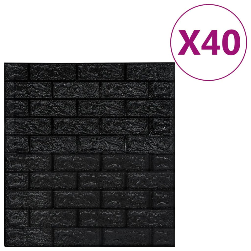 Load image into Gallery viewer, Vidaxl 3d-behang zelfklevend 40 st bakstenen zwart