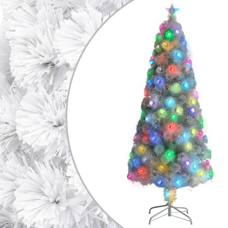 Load image into Gallery viewer, Vidaxl kunstkerstboom met verlichting 180 cm glasvezel wit