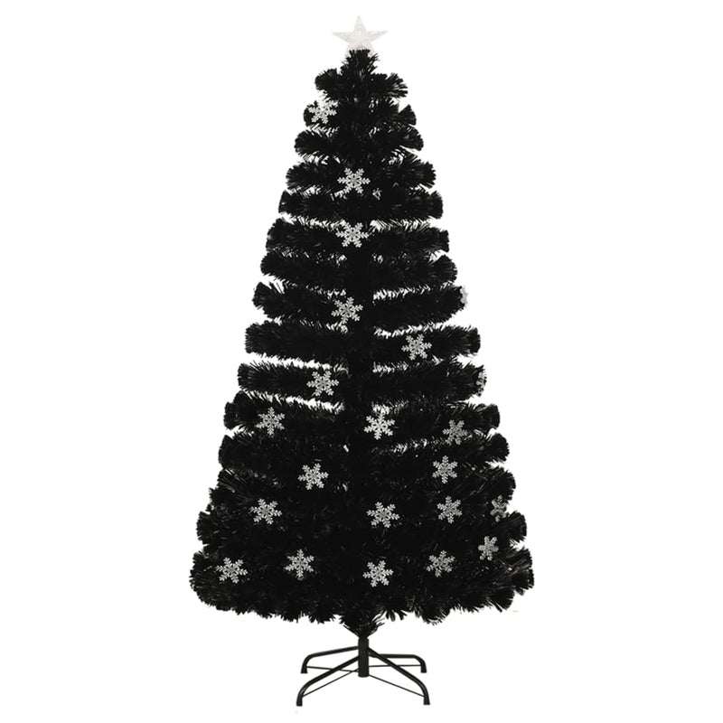 Load image into Gallery viewer, VidaXL Kerstboom met LED-sneeuwvlokken 120 cm glasvezel zwart