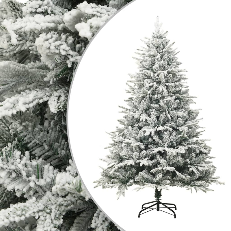 Afbeelding laden in galerijviewer, Vidaxl kunstkerstboom met sneeuwvlokken 210 cm pvc en pe groen