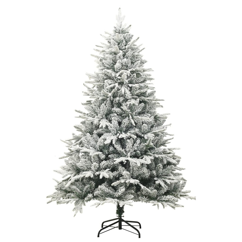 Afbeelding laden in galerijviewer, Vidaxl kunstkerstboom met sneeuwvlokken 210 cm pvc en pe groen