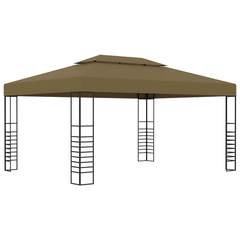 Load image into Gallery viewer, VidaXL Prieel met LED-lichtslinger 3x4 m taupe