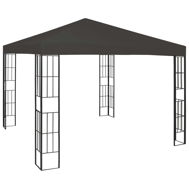 Load image into Gallery viewer, VidaXL Prieel met LED-lichtslinger 3x3 m antracietkleurig