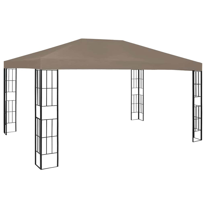 Afbeelding laden in galerijviewer, Vidaxl prieel met led-lichtslinger 4x3 m taupe