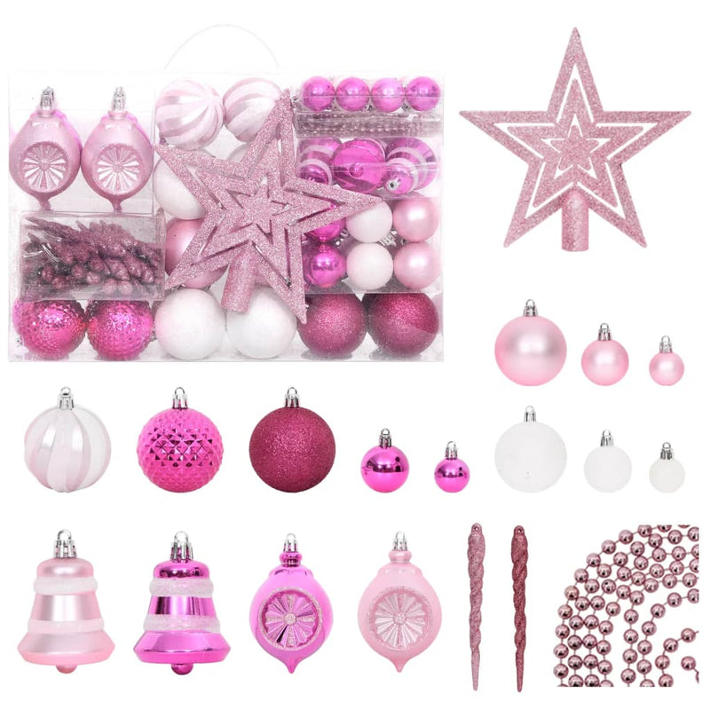 Load image into Gallery viewer, VidaXL 108-delige Kerstballenset wit en roze