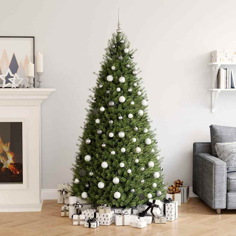 Load image into Gallery viewer, Vidaxl 61-delige kerstballenset met piek en 150 led's wit en grijs