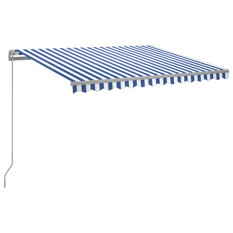 Load image into Gallery viewer, Vidaxl luifel handmatig uittrekbaar met led 300x250 cm blauw en wit