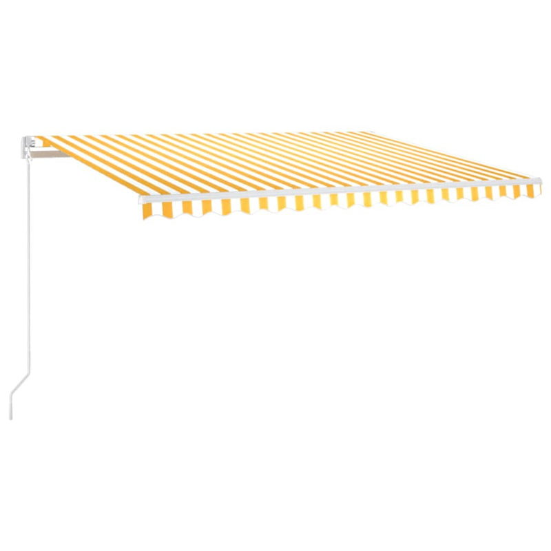 Load image into Gallery viewer, VidaXL Luifel handmatig uittrekbaar met LED 450x350 cm geel en wit