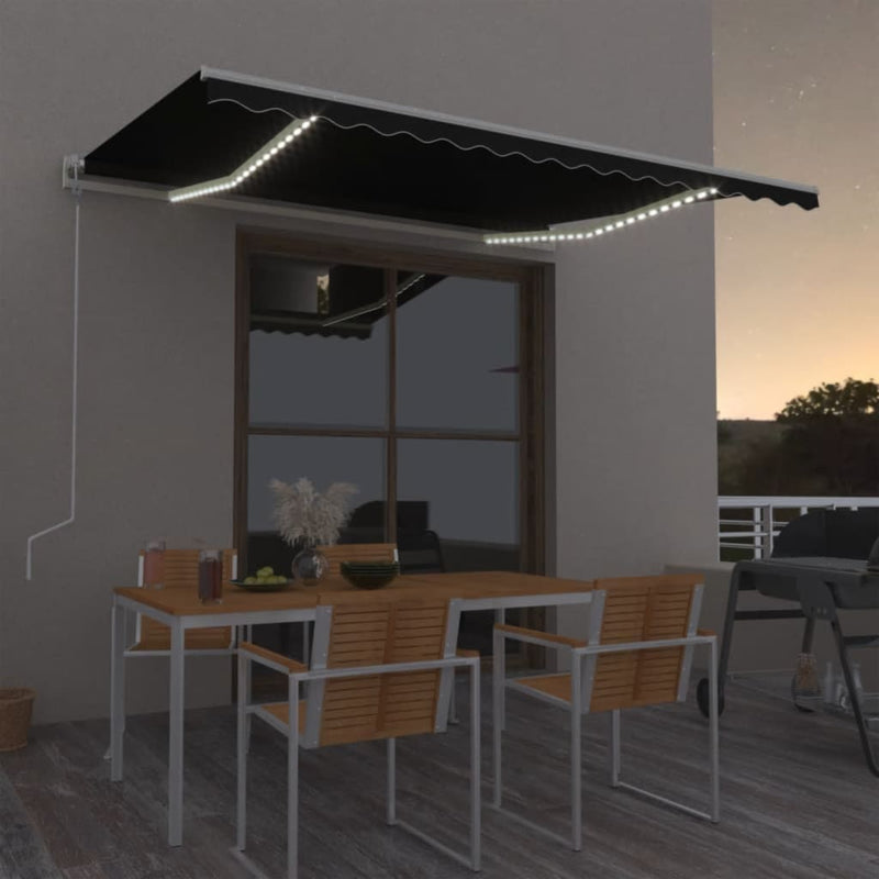 Load image into Gallery viewer, VidaXL Luifel automatisch met LED en windsensor 450x350 cm antraciet