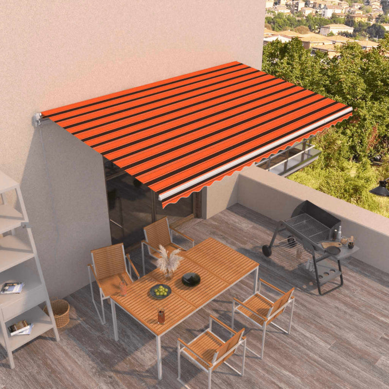 Load image into Gallery viewer, VidaXL Luifel handmatig uittrekbaar 500x350 cm oranje en bruin