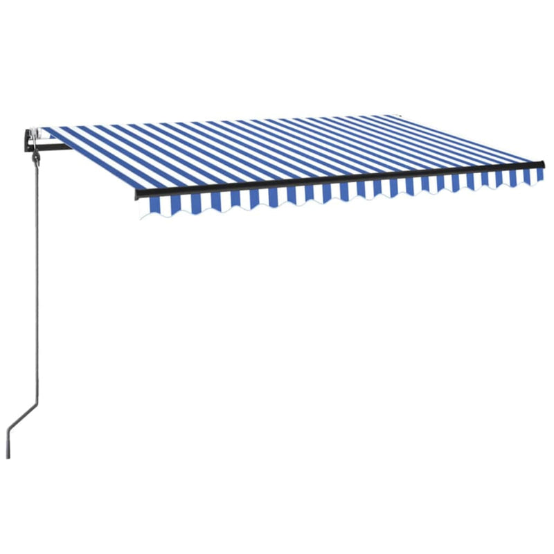 Load image into Gallery viewer, VidaXL Luifel automatisch met LED en windsensor 300x250 cm blauw wit