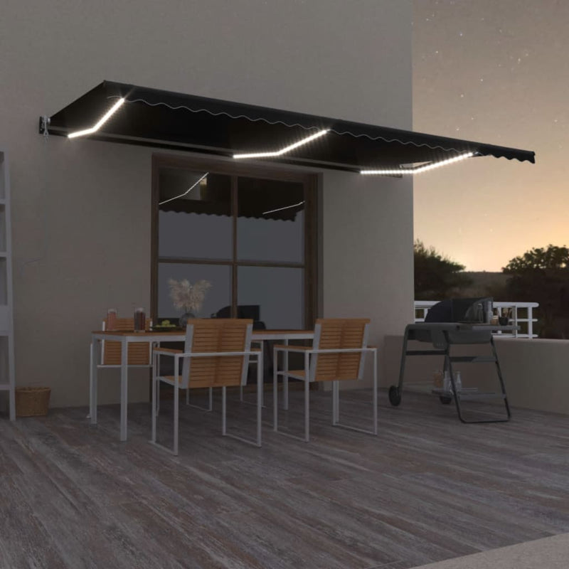 Load image into Gallery viewer, VidaXL Luifel automatisch met LED en windsensor 600x350 cm antraciet