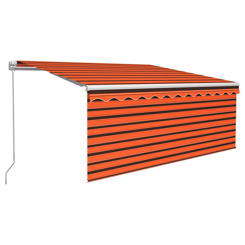 Afbeelding laden in galerijviewer, Vidaxl luifel handmatig uittrekbaar gordijn led 3,5x2,5 m oranje bruin