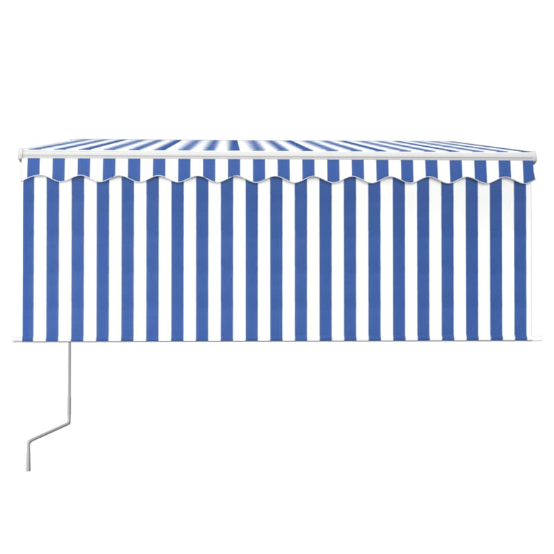 Load image into Gallery viewer, VidaXL Luifel automatisch uittrekbaar rolgordijn 3,5x2,5 m blauw wit