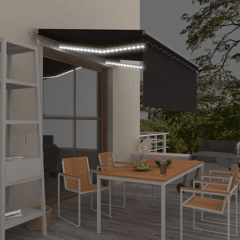 Load image into Gallery viewer, VidaXL Luifel met rolgordijn, LED en windsensor 3,5x2,5 m antraciet