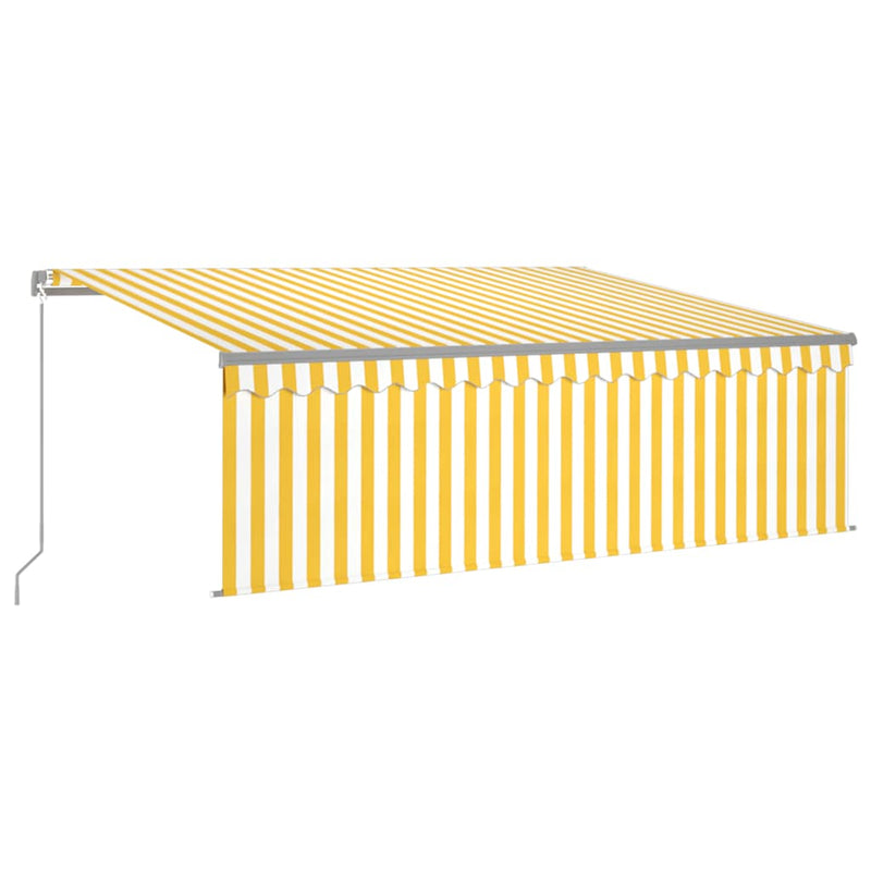 Load image into Gallery viewer, Vidaxl luifel handmatig uittrekbaar met rolgordijn 4x3 m geel en wit