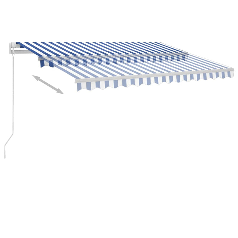 Load image into Gallery viewer, VidaXL Luifel vrijstaand handmatig uittrekbaar 300x250 cm blauw en wit