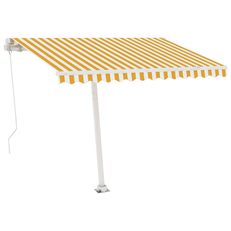 Load image into Gallery viewer, VidaXL Luifel handmatig uittrekbaar met LED 300x250 cm geel en wit